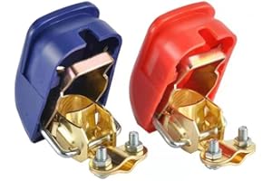 CANNONFISH Universal Quick Release Battery Terminal Connectors,Battery Clamps,Top Post Battery Terminals,Negative and Positive,Red (+) and Blue (-) Plastic Cover,1 Pair, Applicated in Car,Van