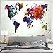 Tushelia World Map Tapestry Watercolor Tapestry Abstract Map Tapestry Wall Hanging Colorful Globe Tapestry Stylish Painting Map Tapestry for Living Room Dorm Wall Decor