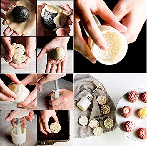 Aomili Mid-Autumn Festival Mooncake Mold, DIY Manual Embossing Mould for Bath Bombs, Pumpkin Cakes, Cupcake, Muffin, Soaps (White)