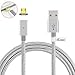 VOLADOR Magnetic Micro USB Charging Cable, 2.0A High Speed USB Cord with LED Status Indicator 3.9ft Braided USB Sync Cable for Samsung Huawei HTC LG and More (Silver)