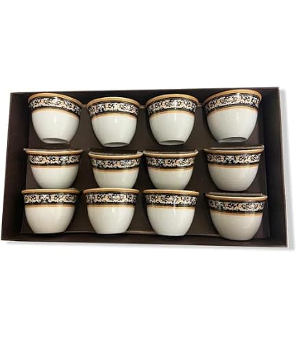 Amazon.com | LAZWARD Arabic coffee cups set, Mirra coffee cup set, A set of  6 porcelain cups with a sugar bowl and a tray (Gold - Cups + Pot): Cup &  Saucer Sets