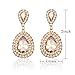 iWenSheng Women Champagne Gold Gold Plated Crystal Double Teardrop Bridal Drop Earrings