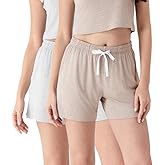 DAVID ARCHY Women Pajama Shorts Viscose Made from Bamboo Sleep Shorts Lounge Comfy Soft Pj Bottoms with Pockets, 2 Pack
