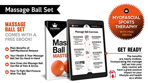 Lacrosse Massage Balls :: Hot or Cold Therapy Roller Set for Deep Tissue, Trigger Point & Myofascial Tensions Release :: New Ball Design for Back, Foot, Plantar Fasciitis, Yoga :: eBooks Included