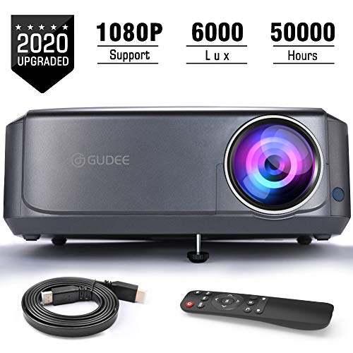 Video Projectors (Upgraded), GuDee Full HD Movie Projector for Home Theater, 6000 Lux Overhead Projector for Business PowerPoint Presentations, Compatible with Laptop, Smartphone, HDMI, USB