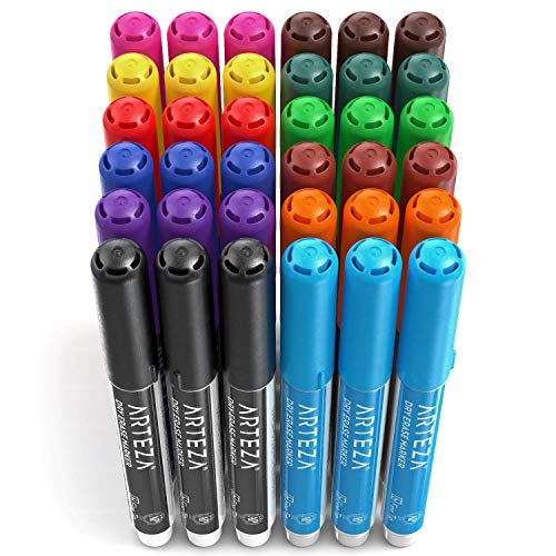 Arteza Dry Erase Markers Fine Tip, Bulk Pack of 36 Low Odor Dry Erase