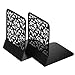 Lafbo™ Luxurious Metal Black Bookends – Floral Pattern Engraved Book Stands – Lightweight & Durable Book Holders – Non-Slip Book Ends – Measures 6.7 x 5.2 x 6.3 inches - 2 Sets of 2 Book Supports(4)