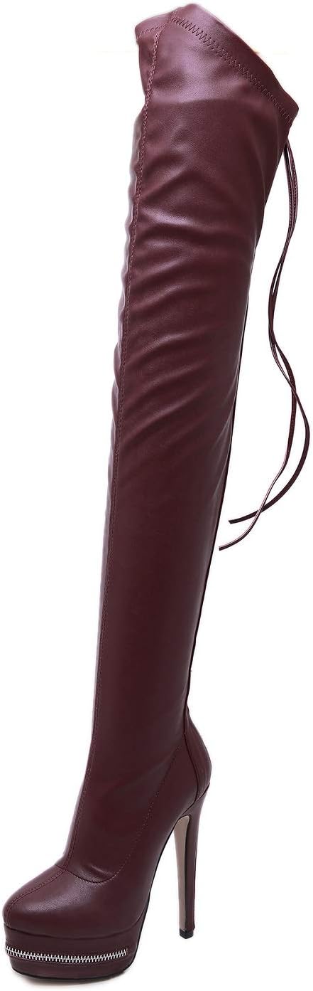 termarnoov Women's Shoes Leather Closed Toe Over Knee Fashion Boots
