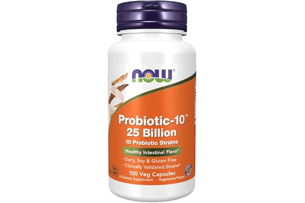 NOW Supplements, Probiotic-10™, 25 Billion, with 10 Probiotic Strains, Dairy, Soy and Gluten Free, Strain Verified, 100 Veg C