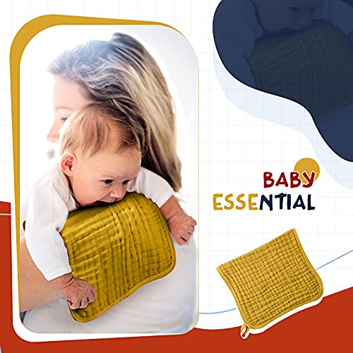 Irenare 6 Pieces Large 20 x 10 Inch Muslin Burp Cloths MultiColors