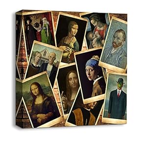 Canvas Wall Art Vintage City Collection Painting Artwork for Home Prints Framed - 12x12 inches
