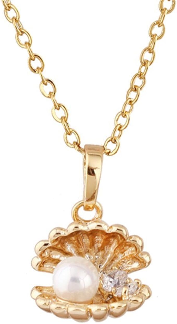 Vintage Immitation Pearl Clam Necklace Jewelry Mother's Gift Amazon