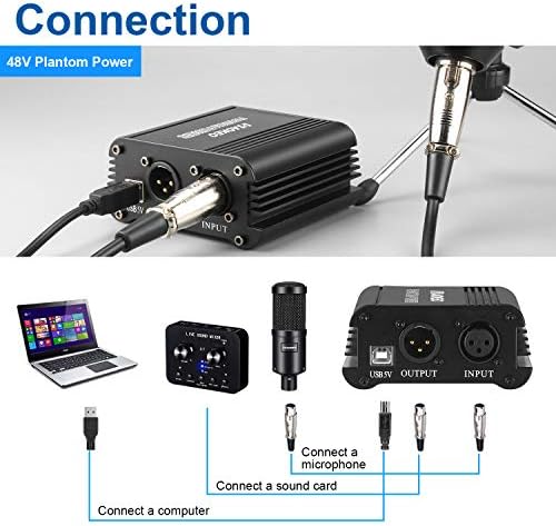 Compact condenser microphone with USB cable, featuring phantom energy support, priced at $19.99.