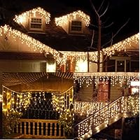 Outdoor Curtain String Light 32 Ft + 10 Ft LED String lights Wave Ripple Pattern Extra Long Wedding Party Home Garden Bedroom Indoor Outdoor Wall Decorations, Warm White light curtain by BestCircle