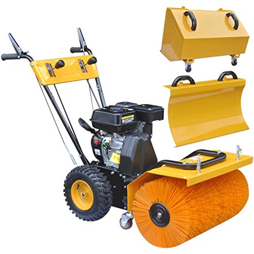mewmewcat Kehrmaschine Schneefräse Schneepflug 6,5 PS mit Schneeschild Gelb und Schwarz