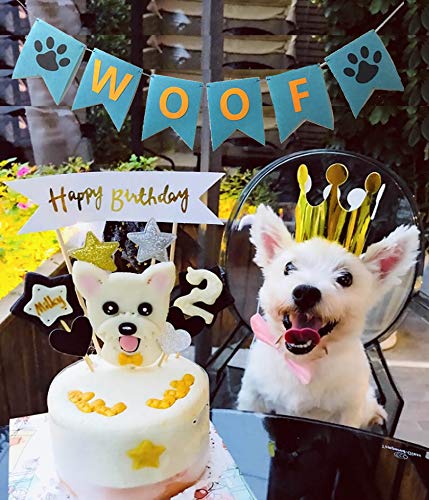 Alemon Woof Dog Birthday Party Banner Garland Paw Pet Birthday Decoration Supplies