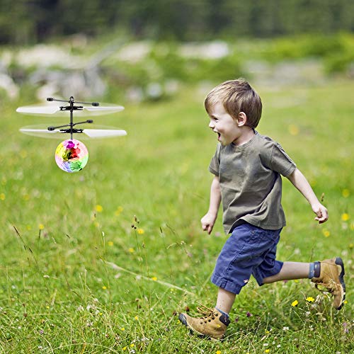 KOMAKE Flying Ball Toys, RC Flying Toys for Kids Rechargeable Light Up Flying Ball Drone Infrared Induction Helicopter Ball with Remote Controller for Indoor and Outdoor Games