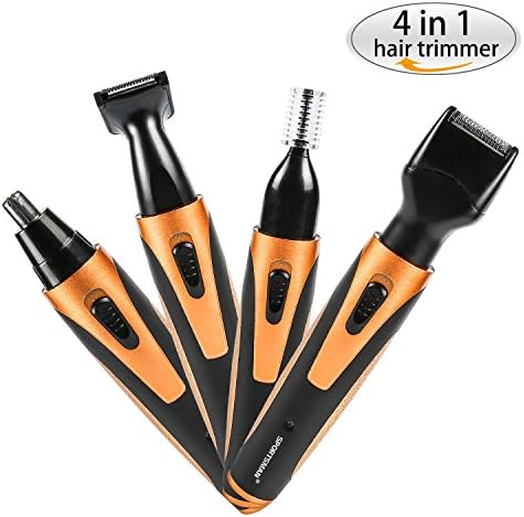 Waker 4 in 1 Nose Hair Trimmer Professional Hair Shaver Rechargeable Bread Clipper/Sideburn Trimmer/Eyebrow Trimmer/Ear Trimmer Multi Hair Removal with Wet Dry Cleaning System for Men