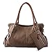 AB Earth 3 Pieces Women Hobo Handbag PU Leather Totes Matching Wallet Satchel Shoulder Bag, M898 (Soil Color)
