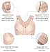YIANNA Women's Full Coverage Post-Surgical Front Closure Sports Bra Adjustable Shoulder Wide Strap Racerback Support Bra, YA-BRA128-Beige-2XL