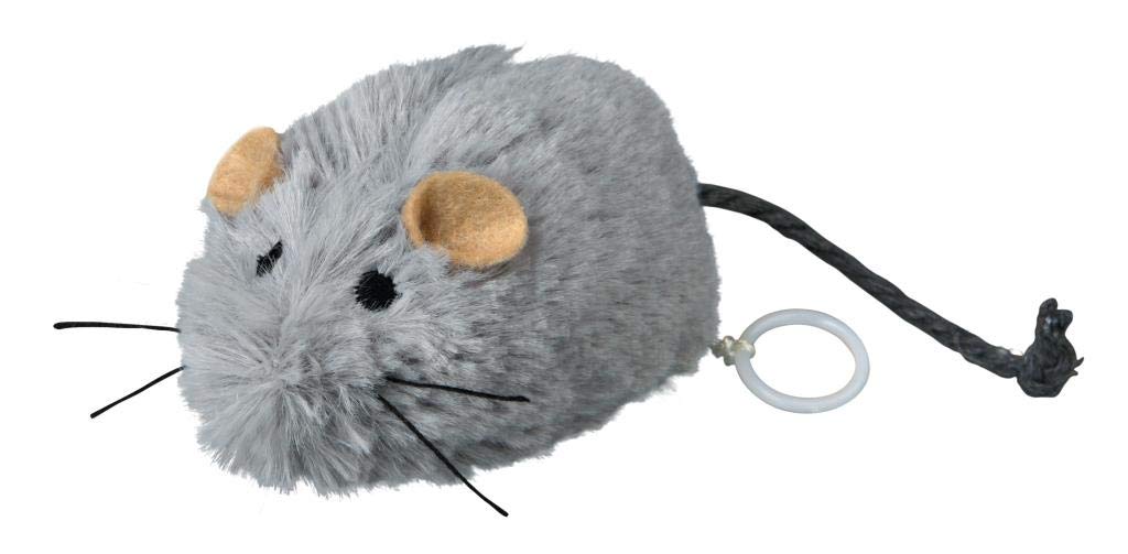 TRIXIE fidget mouse to wind up - for cats - plush fur - play-stimulating catnip - grey - 8 cm - 4083