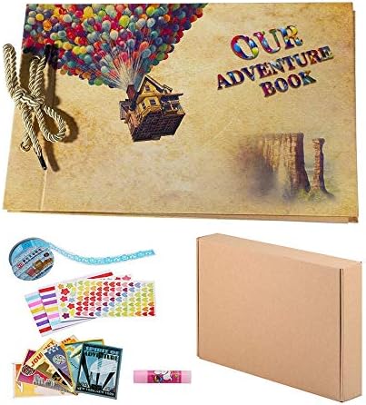 Saibang Adventure Book Scrapbook up Movie DIY Anniversary Handmade DIY Family Retro Photo Album Guestbook Expandable 40 Sheets with Accessories Kit for Wedding Birthday Thanksgiving Day