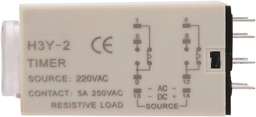 YWBL-WH Time Relay, Timer Delay Relay, H3Y-2 AC 220V 10s, Silver Normally Closed, DIN Rail Mount, Screw Connector