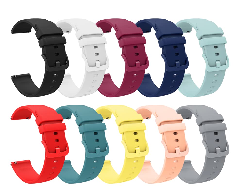 Tyogeephy Silicone Watch Bands for Garmin Vivoactive 4S / Venu 2S / Vivomove 3S, Soft Sport 18mm Quick Release Waterproof Replacement Wristband Strap for Fossil Women's Gen 6 / Gen 5E