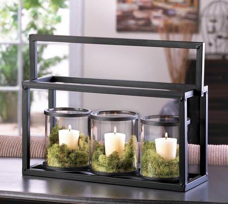 Indoor or Outdoor Black Iron Decorative Candle Accent Lighting - Over 1ft Wide