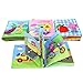Coolplay Baby Books with Sound Buttons, Soft Cloth Book for Infant First Learning Book with Rustling Sound Crinkle Fruits Vehicles Vegetables Shape and Color Book - Pack of 4