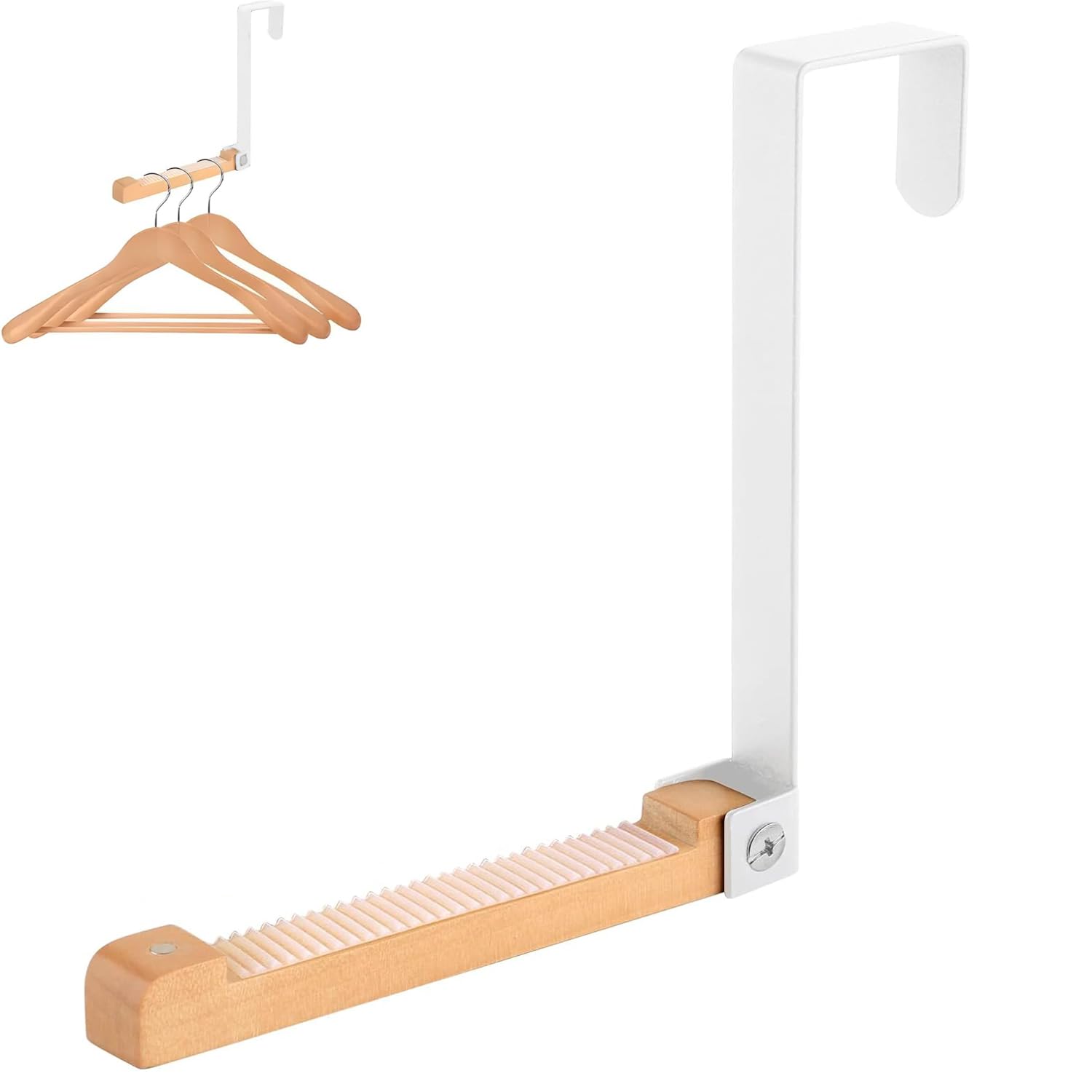 Taiyyi Folding Hook Door Hanger No Drilling Coat Rack for Hanging Clothes (Black,White) (White)