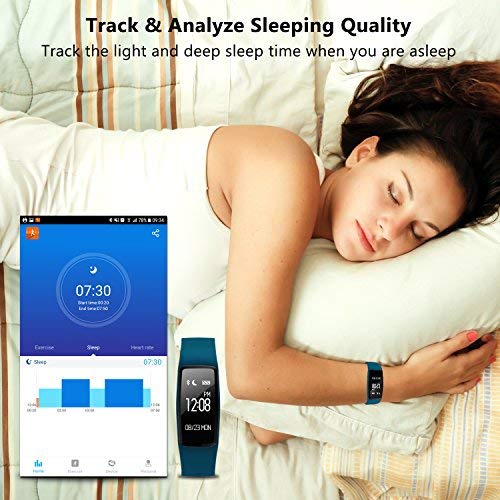 GULAKI Fitness Tracker Watch, Exercise Tracker with Heart Rate Monitor Calorie Counter Pedometer IP67 Waterproof Smart Wristband Bracelet Activity Tracker for Android & IOS (Blue Watch)
