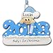 2024 Baby's First Keepsake Christmas Ornament Personalized Blue Baby Boy Holiday Tree Decoration Santa Hat with Custom Name