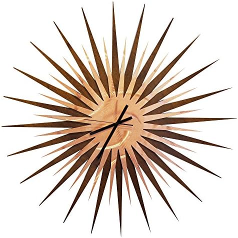 Copper Starburst Clock - Original Wood Decor Midcentury Modern Art Wooden Wall Sculpture Modern Nature Clock by Renowned Artist Adam Schwoeppe