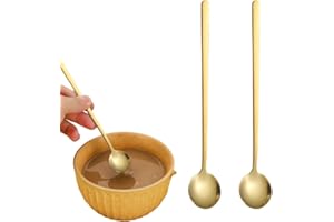 2-Piece Gold Tea Spoons, 6.7-Inch Long Handle 304 Stainless Steel Stirrers