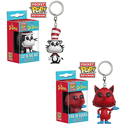 Funko Pocket POP! Keychains Dr. Seuss - SET OF 2 (Cat in the Hat &amp; Fox in Socks) (1.5 inch)