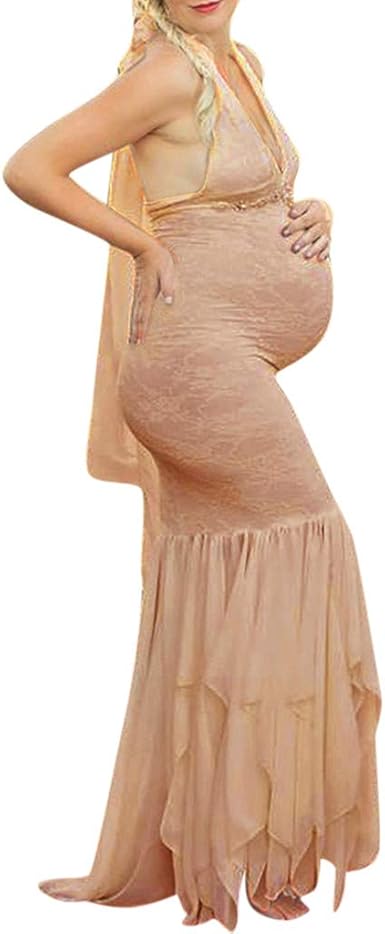 élégant Jupes Enceintes Perspective Serré Trailing Robe De Femme Enceinte Longue Jupe Femmes Chic Couleur Pure Slim Manche Courte Robe De Soirée