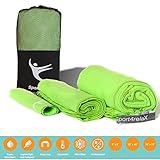 Microfiber Towel - Set of 3 - Antibacterial To Prevent Odors and Germs - Quick Dry Towel, Soft, Super Absorbent and Ultra Compact - Best for Camping, Sports, Travel and Beach - Free Carry Bag