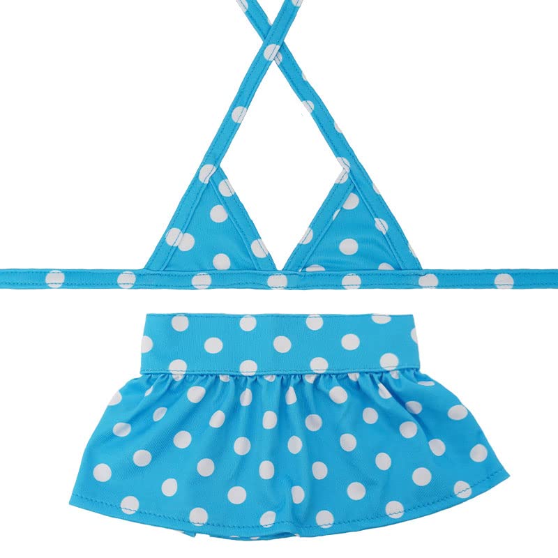 Dog Bikini Set Puppy Bathing Dress Soft Beach Swimsuit Pet Clothes Girl Dog Dresses Outfit Cat Costume for Cats Small Dogs (L:Blue Polka Dots)