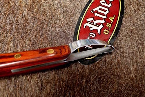 SS Polished Wood Handle Horse Equine Grooming Loop Hoof Knife Farrier Tool 98408