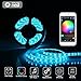 LED Light Strip RGB Strip Lights LED Tape Lights Compatible with Alexa/Google Home Waterproof 12V 5050 RGB Flexible Rope Light Kit Smart Phone APP Remote Controlled Light for Indoor Outdoor Home