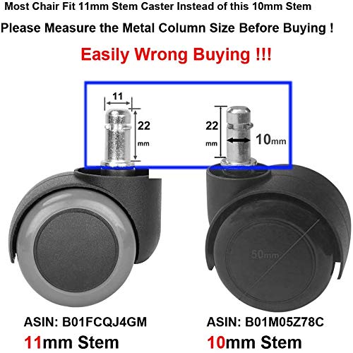 MySit 2" IKEA Casters for IKEA Office Chair Wheel, 10mm Stem Rubber Caster Wheels Replacement
