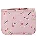 TZWNS Waterproof Lady Beauty Travel Kit Holder Organizer Bathroom Make Up Storage Cosmetic Makeup Bag Carry Case Pouch Organizer Toiletry Travel Wash Bag with Hanging Hook for Women Men(Pink Cherry)