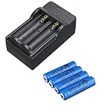 Foocc Bundle of 3.7V Li-ion 14500 Rechargeable Batteries and Battery Charger (Double Battery Charger+4*Batteries)