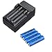 Foocc Bundle of 3.7V Li-ion 14500 Rechargeable Batteries and Battery Charger (Double Battery Charger+4*Batteries)