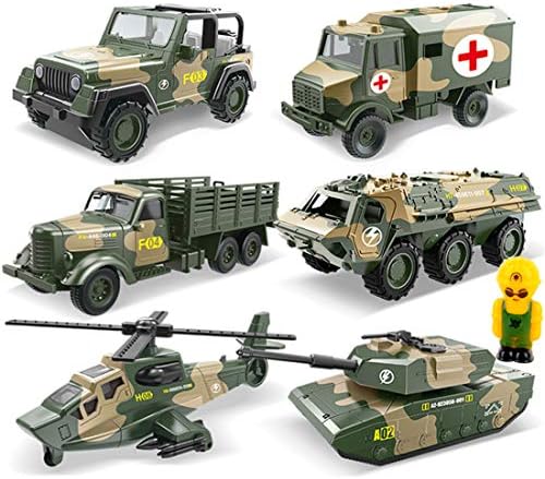 DAN DISCOUNTS 6 Cars 1 Set Die-cast Metal Playset Toy Vehicle Alloy Car Models Toys for Kids - Military Series