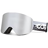 COPOZZ F3 Ski Goggles, Frameless OTG Magnetic Snow Goggles, Anti Fog UV 400, Snowboard Goggles for Adult Men Women Youth