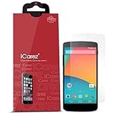 iCarez® [HD Clear] Highest Quality Premium Screen Protector for LG Google Nexus 5 High Definition Ultra Clear & Anti Bacterial & Anti-Oil & Anti Scratch & Bubble Free & Reduce Fingerprint & No Rainbow & Washable Screen Protector **PET Film Made in Japan** Easy Install Product with Lifetime Replacement Warranty 3-Pack