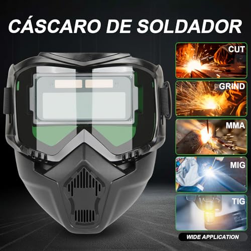 TGEXYI Careta para Soldar, Careta Electronica para Soldar, Desmontable Facial Soldadura conOscurecimiento Autom Tico, Bloquea la Radiación UV, Aislamiento Térmico, Viene con 20 HojasProtectoras