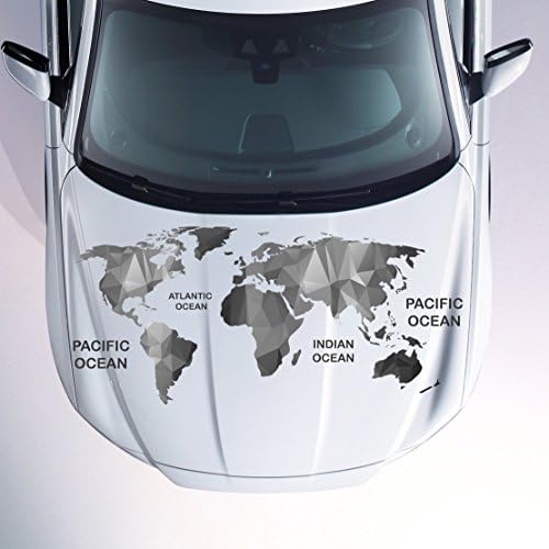 Car Hood Decal World Map Full Color Multicolor Vinyl Wrap Sticker Map Auto Graphics DD111